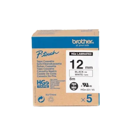 HGe-251 24mm Black on White High Quality Laminated Label - Brother