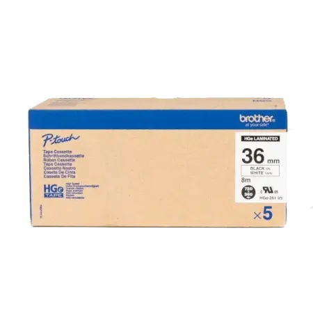 HGe-261 36mm Black on White High Quality Label - Brother